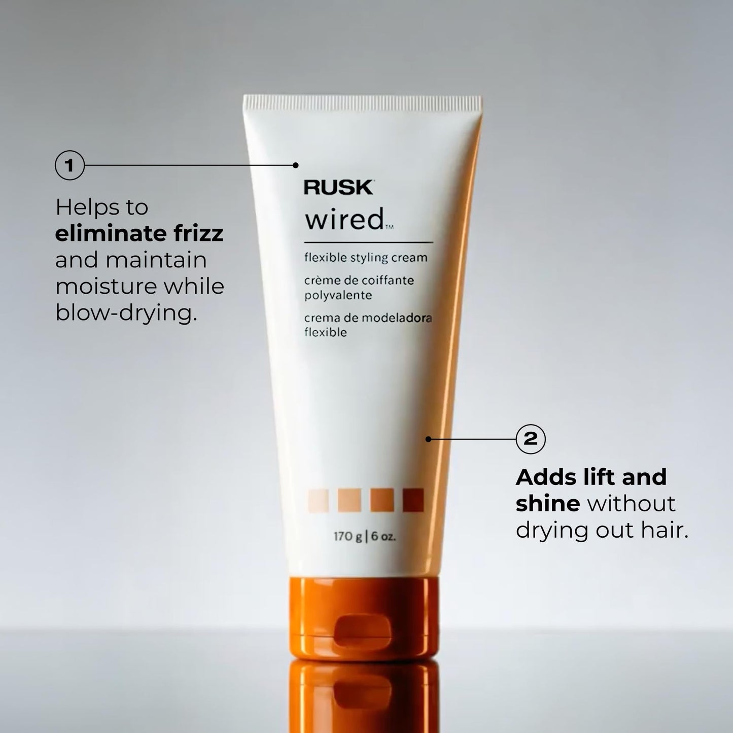 RUSK Designer Collection flexible styling creme formula for thick and wavy hair types