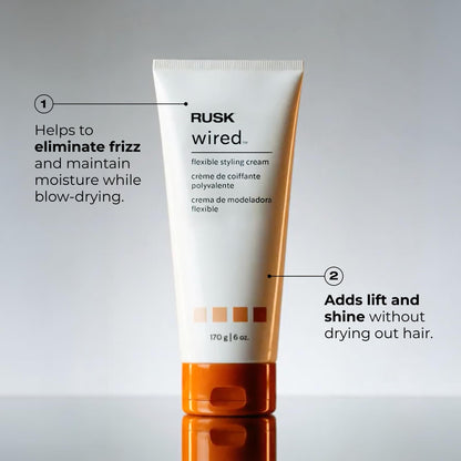 RUSK Designer Collection flexible styling creme formula for thick and wavy hair types