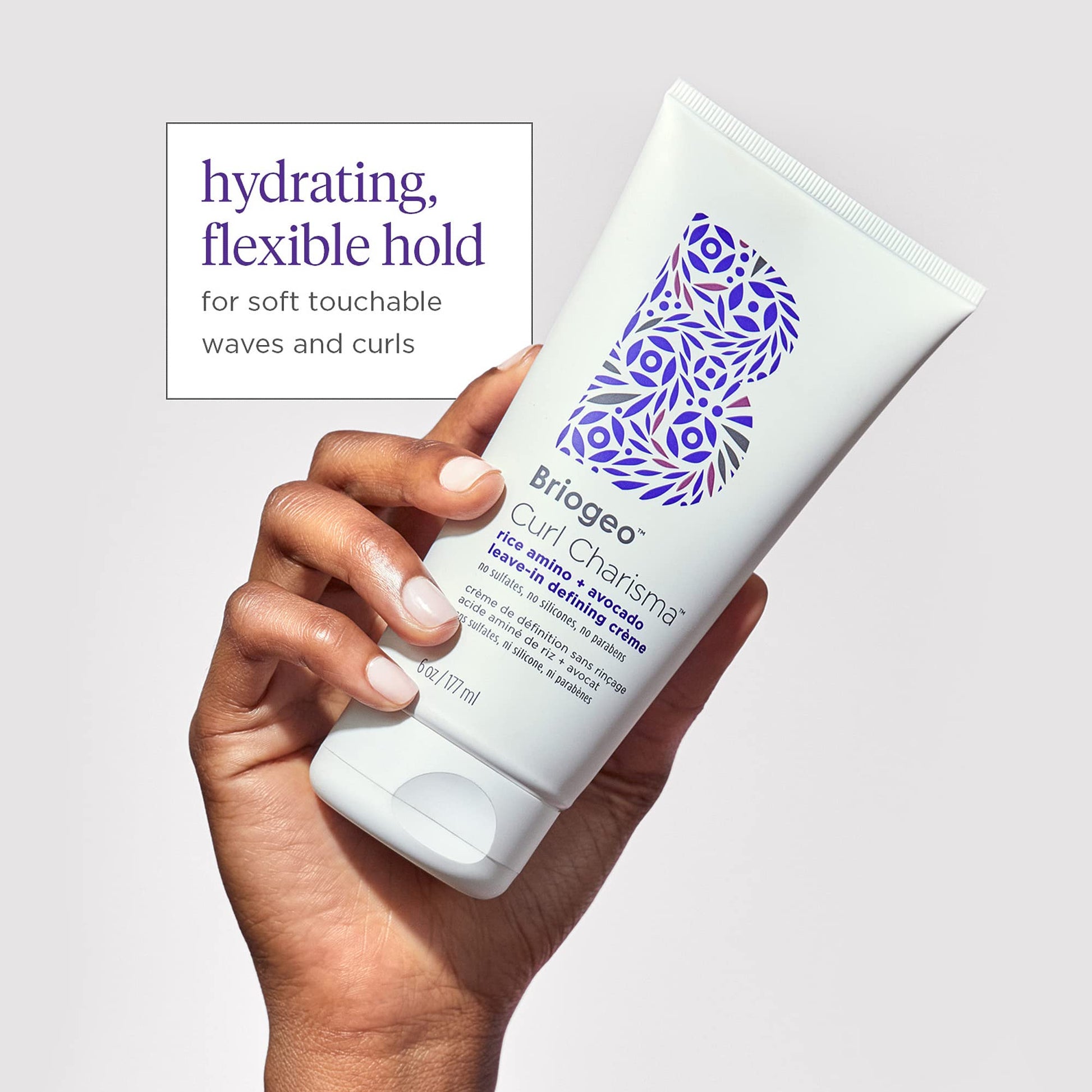 Back label of Briogeo Curl Charisma showing directions and clean ingredients