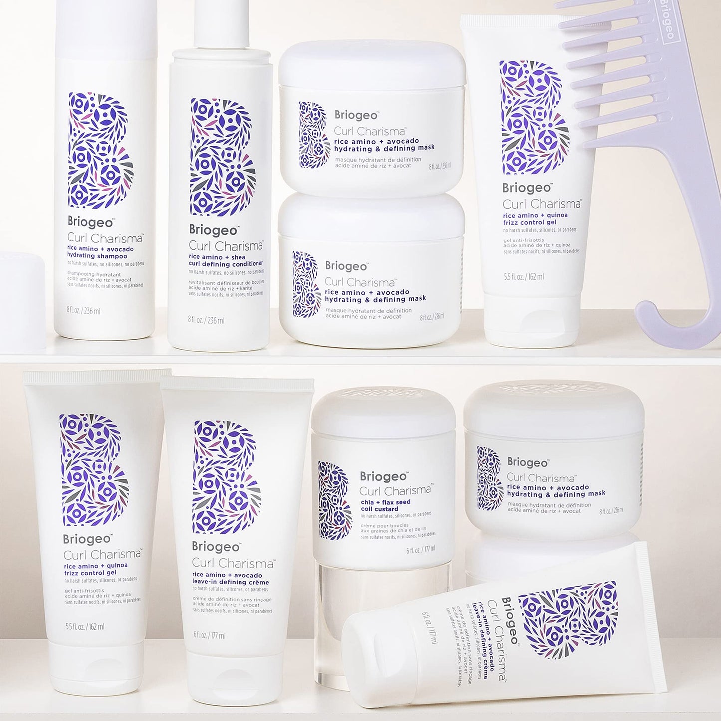 Sulfate and silicone free curl defining cream for wavy and coily hair types