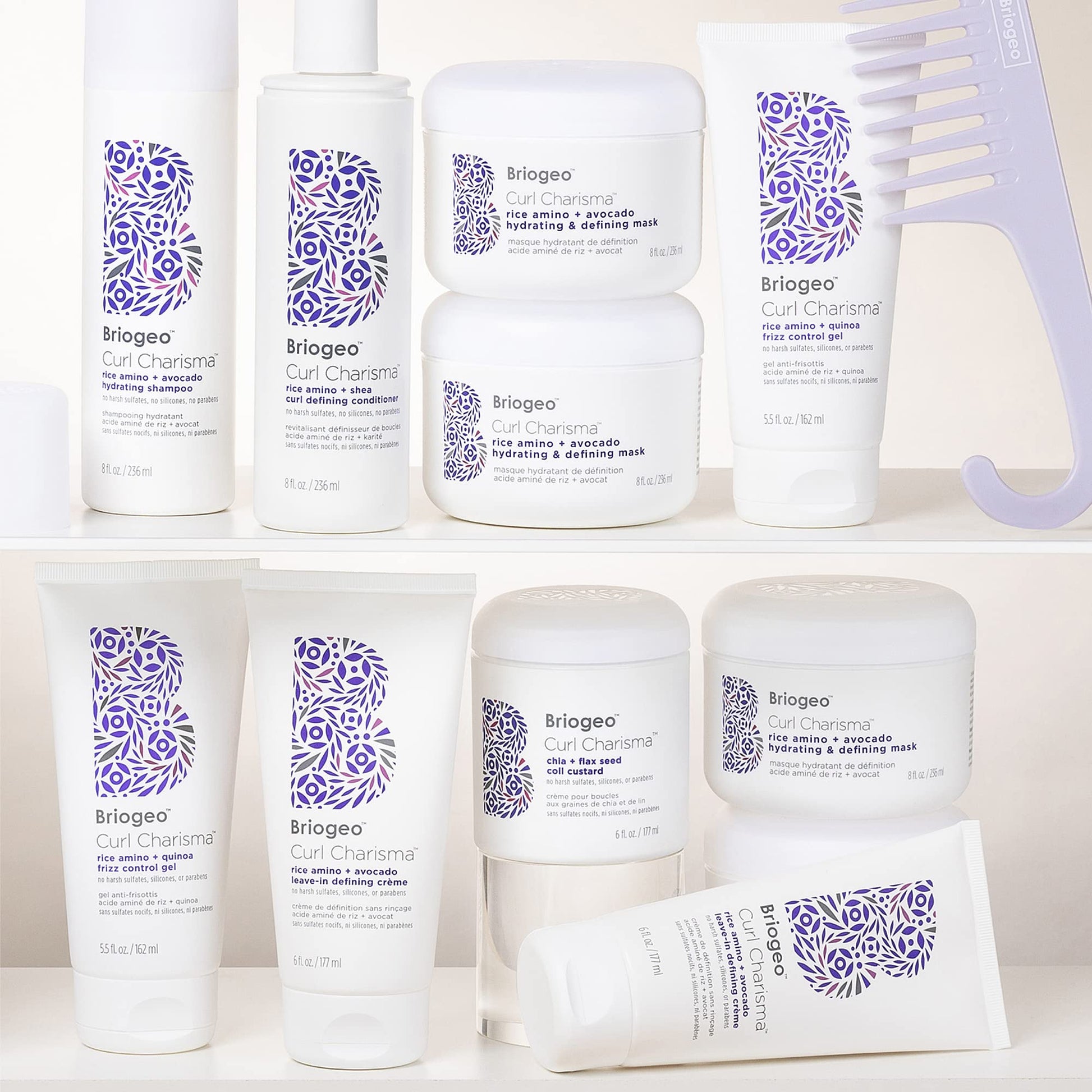 Sulfate and silicone free curl defining cream for wavy and coily hair types