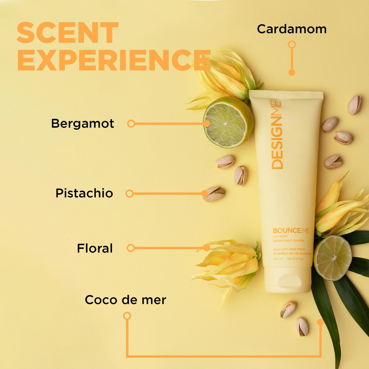 Design.Me Bounce.Me Curl Balm close up of the dispenser and branding text