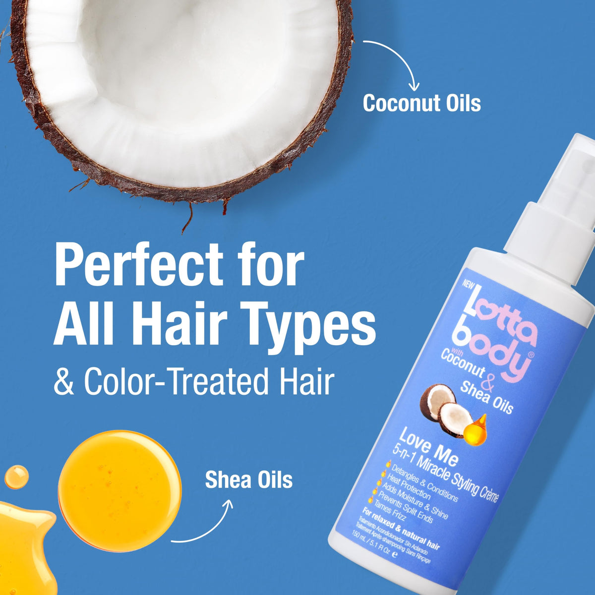 Imported Lottabody multi benefit hair cream displaying product details and usage instructions