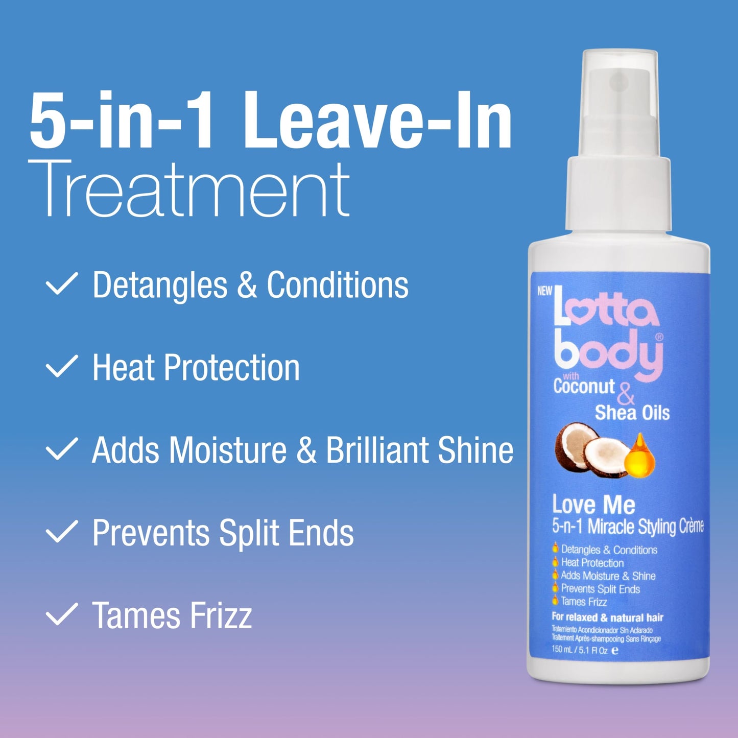 Lottabody heat protectant cream bottle packaging close up for frizz control
