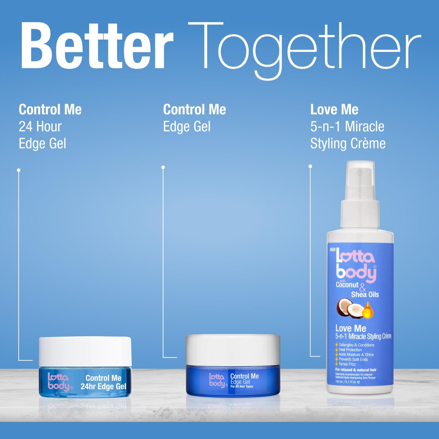 Lottabody five in one hair cream highlighting split end prevention features