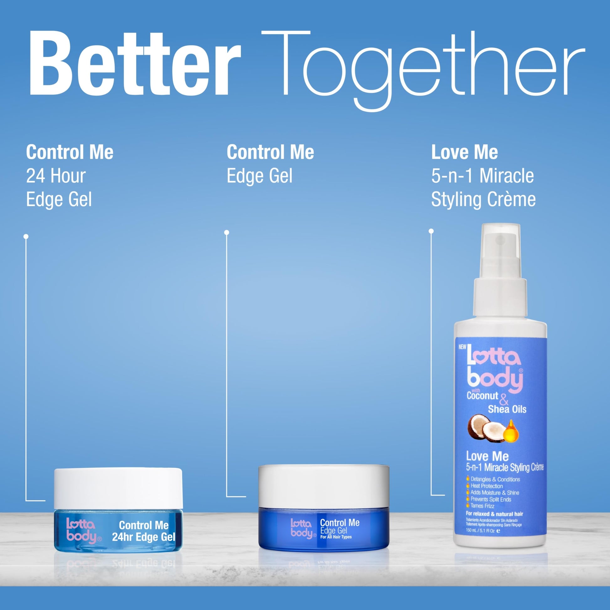 Lottabody five in one hair cream highlighting split end prevention features