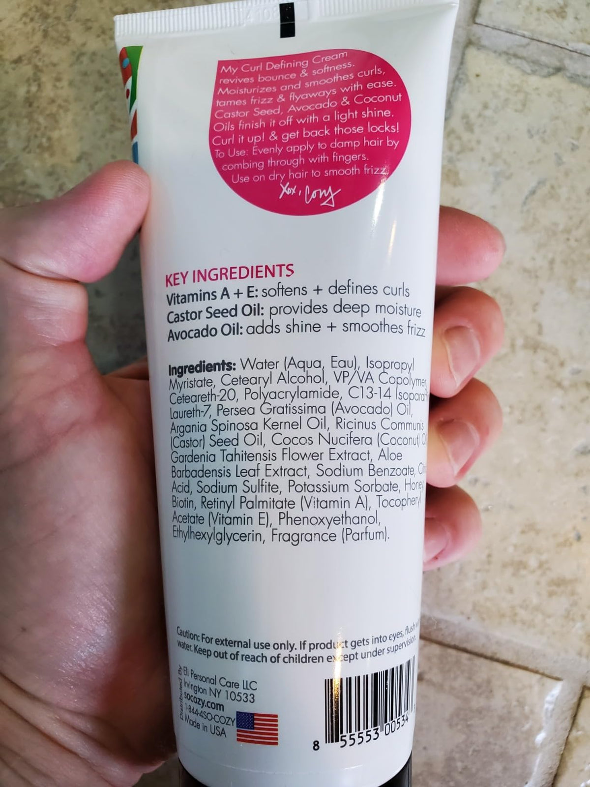 SoCozy 5 fluid ounce curl defining cream for wavy coily and curly kids hair types.