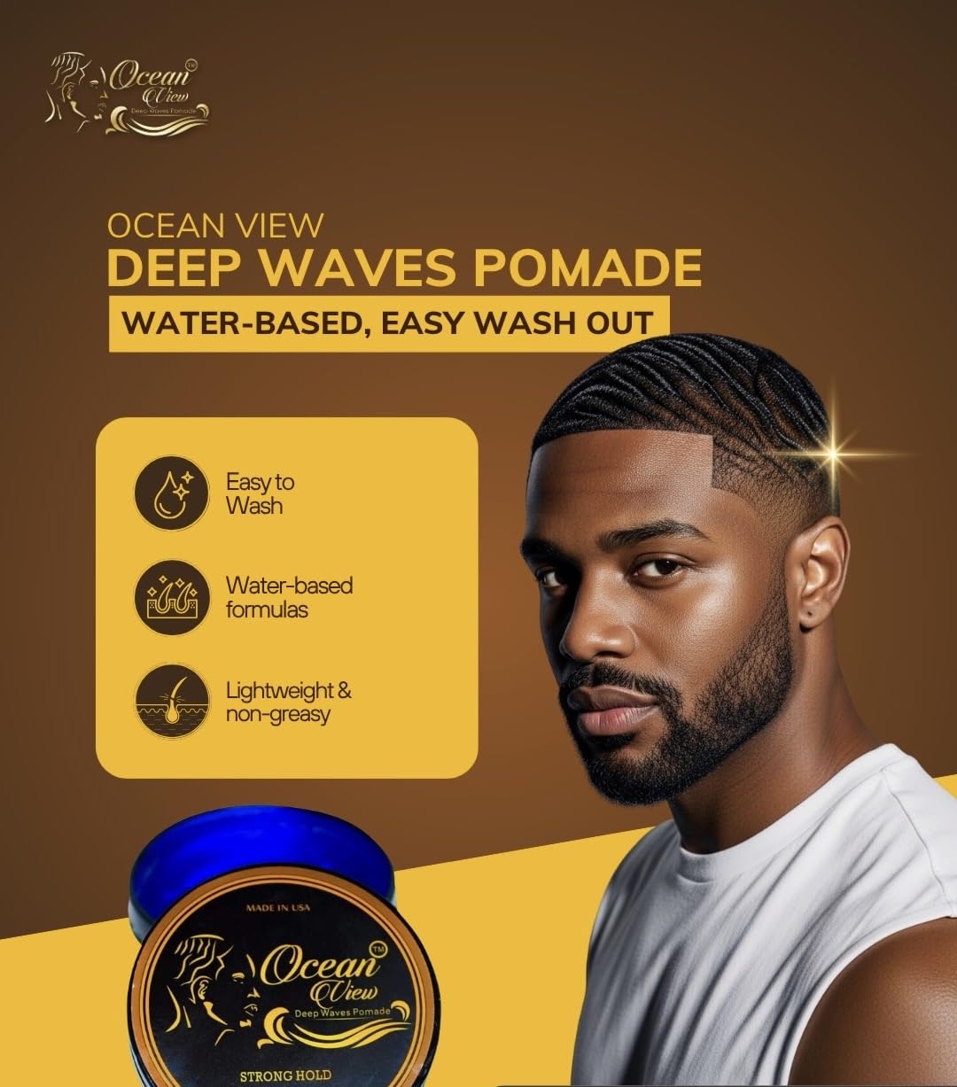 Water based wave grease strong hold hair product for men grooming