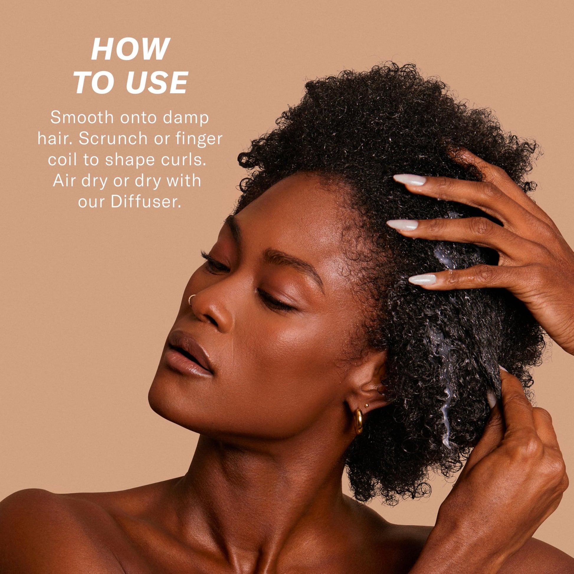 Side profile of Rizos Curls curly hair product detailing the sulfate free and paraben free certification symbols