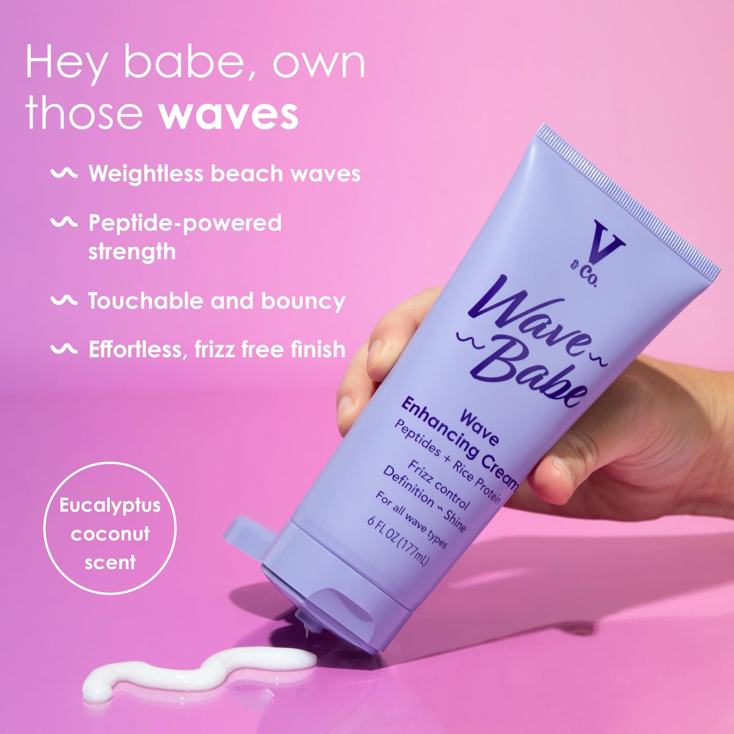 V And Co anti frizz hair cream with peptides and rice protein