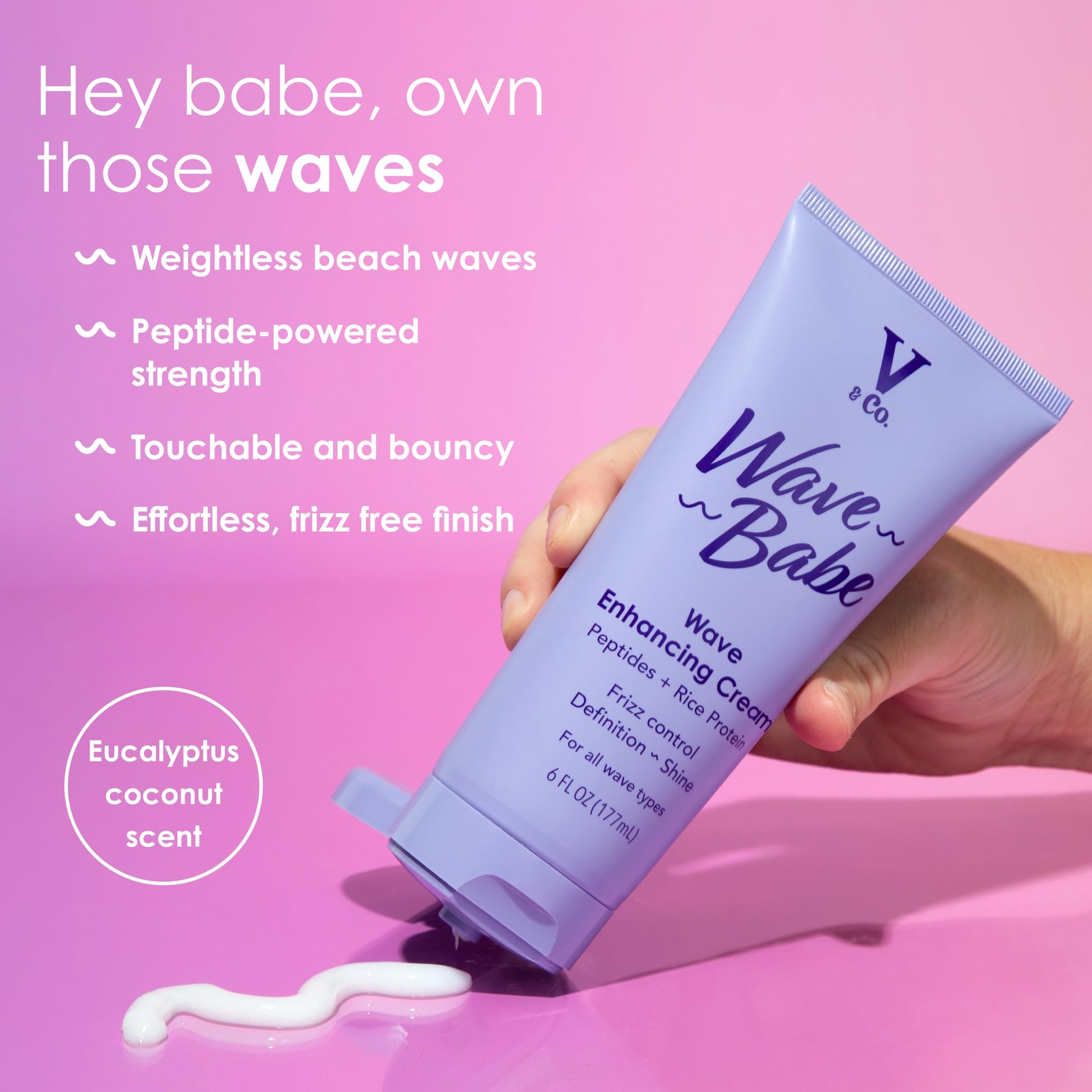 V And Co anti frizz hair cream with peptides and rice protein