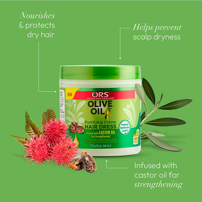 Authentic ORS Olive Oil hair cream jar lid and packaging details.