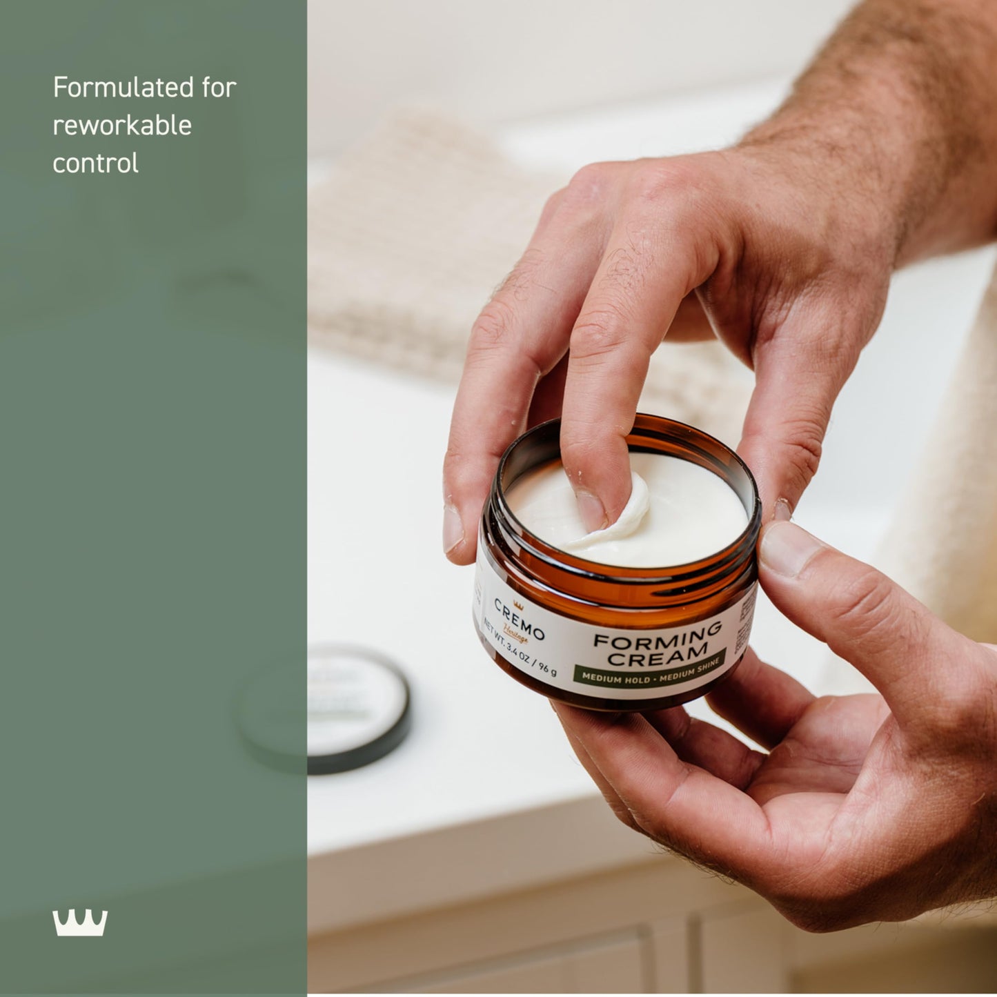 Cremo medium shine premium styling cream label showing ingredients and product barcode