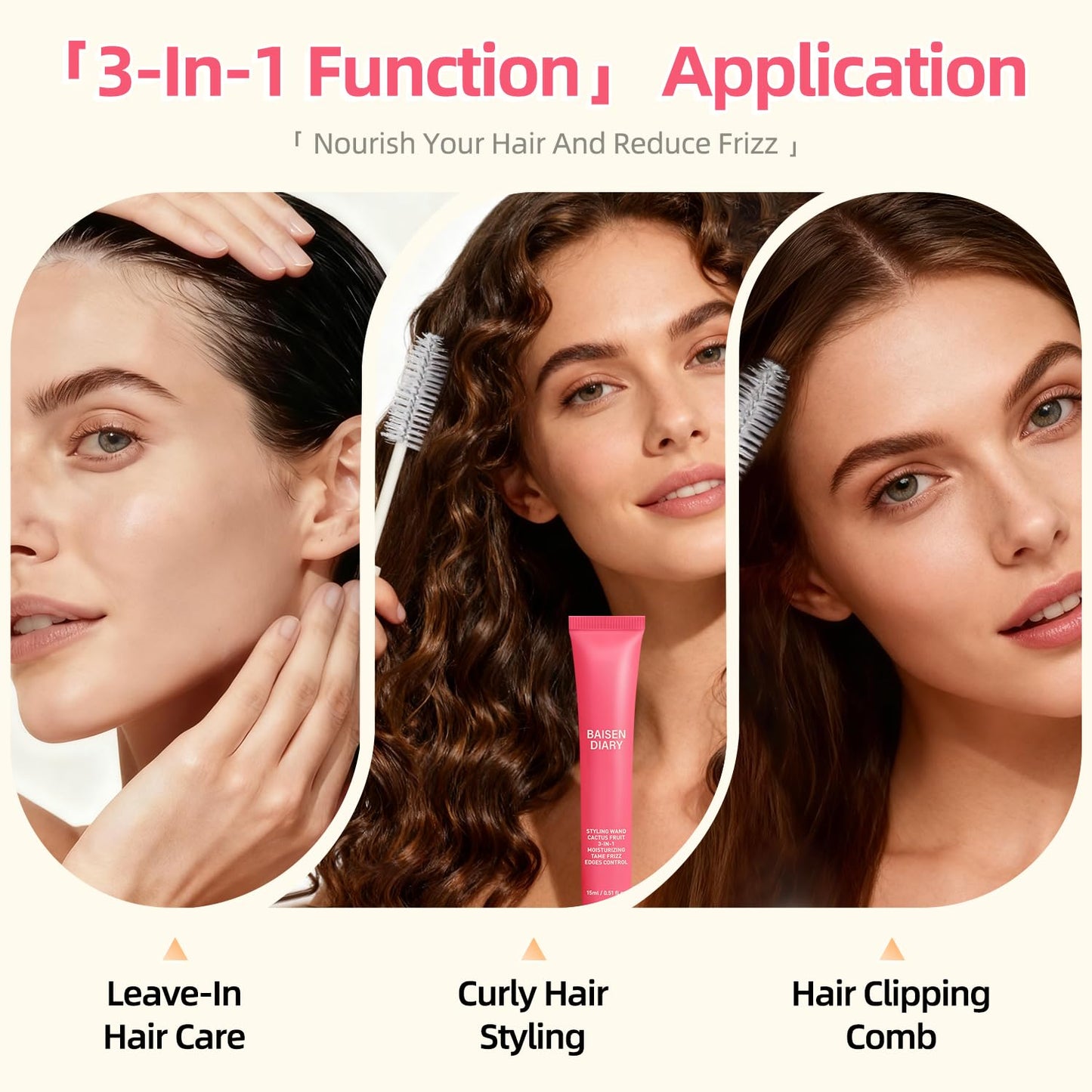 Pink travel size flyaway taming wand for edge smoothing and frizz control