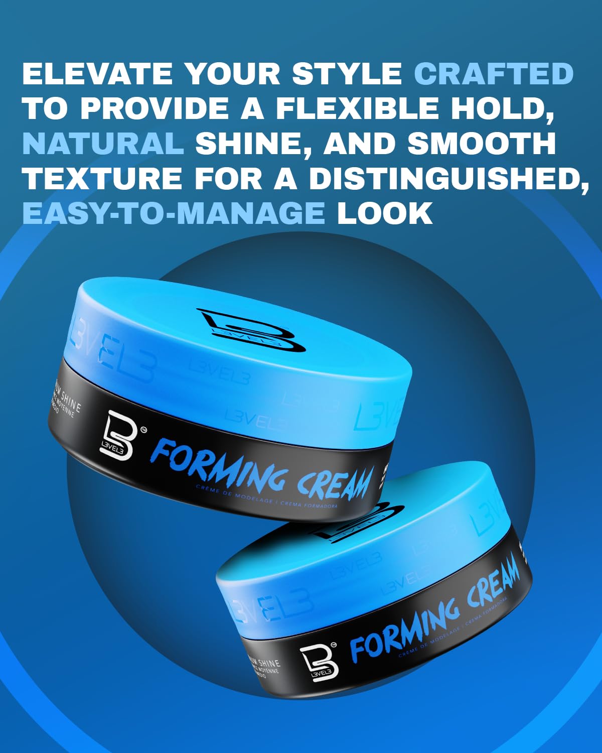 L3VEL3 Forming Cream premium packaging for men's hair care collection