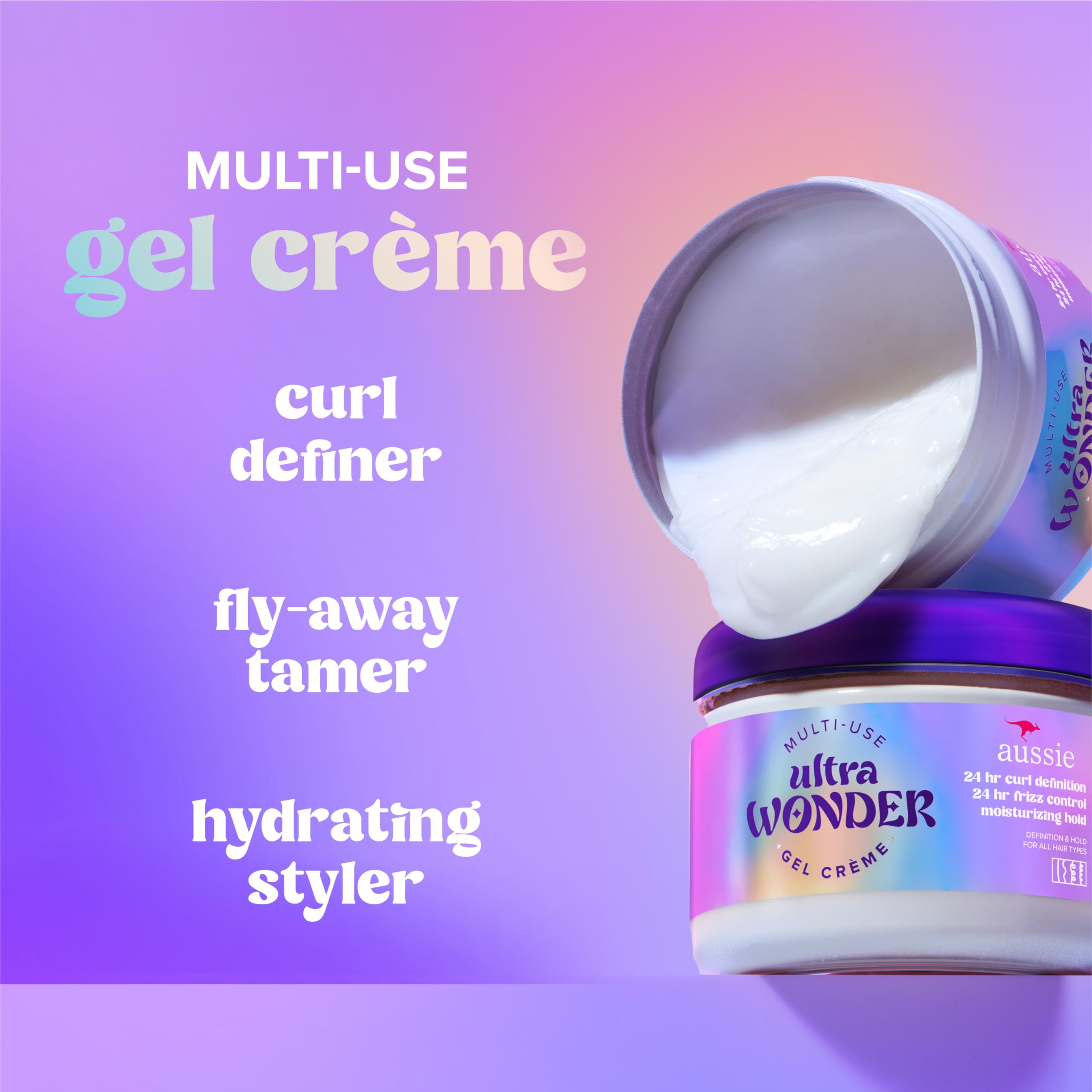 Aussie multi-use gel plus cream hybrid styler jar packaging