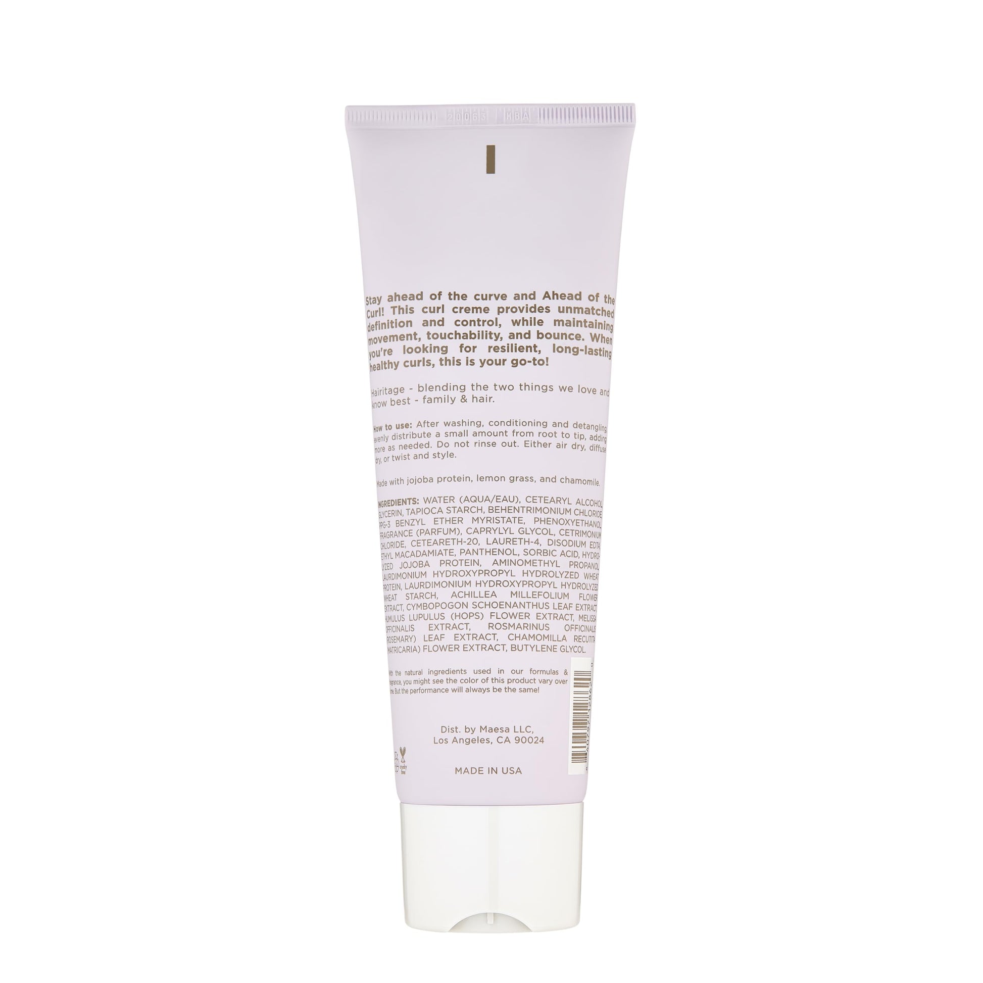 Hairitage jojoba oil curl cream styling product bottle details