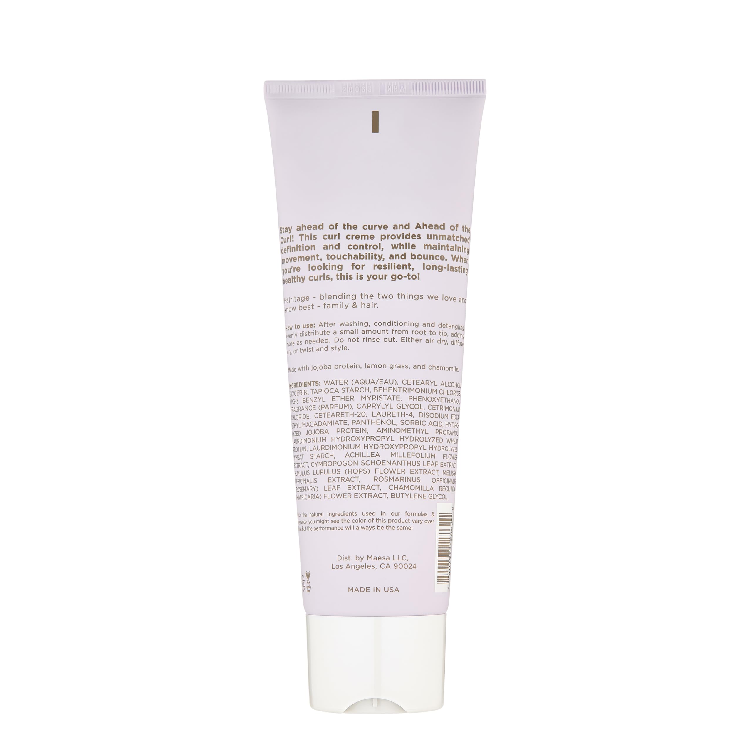 Hairitage jojoba oil curl cream styling product bottle details