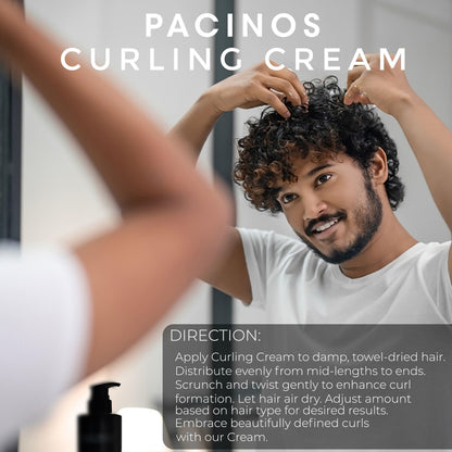Pacinos Signature Line styling cream application for bouncy natural waves