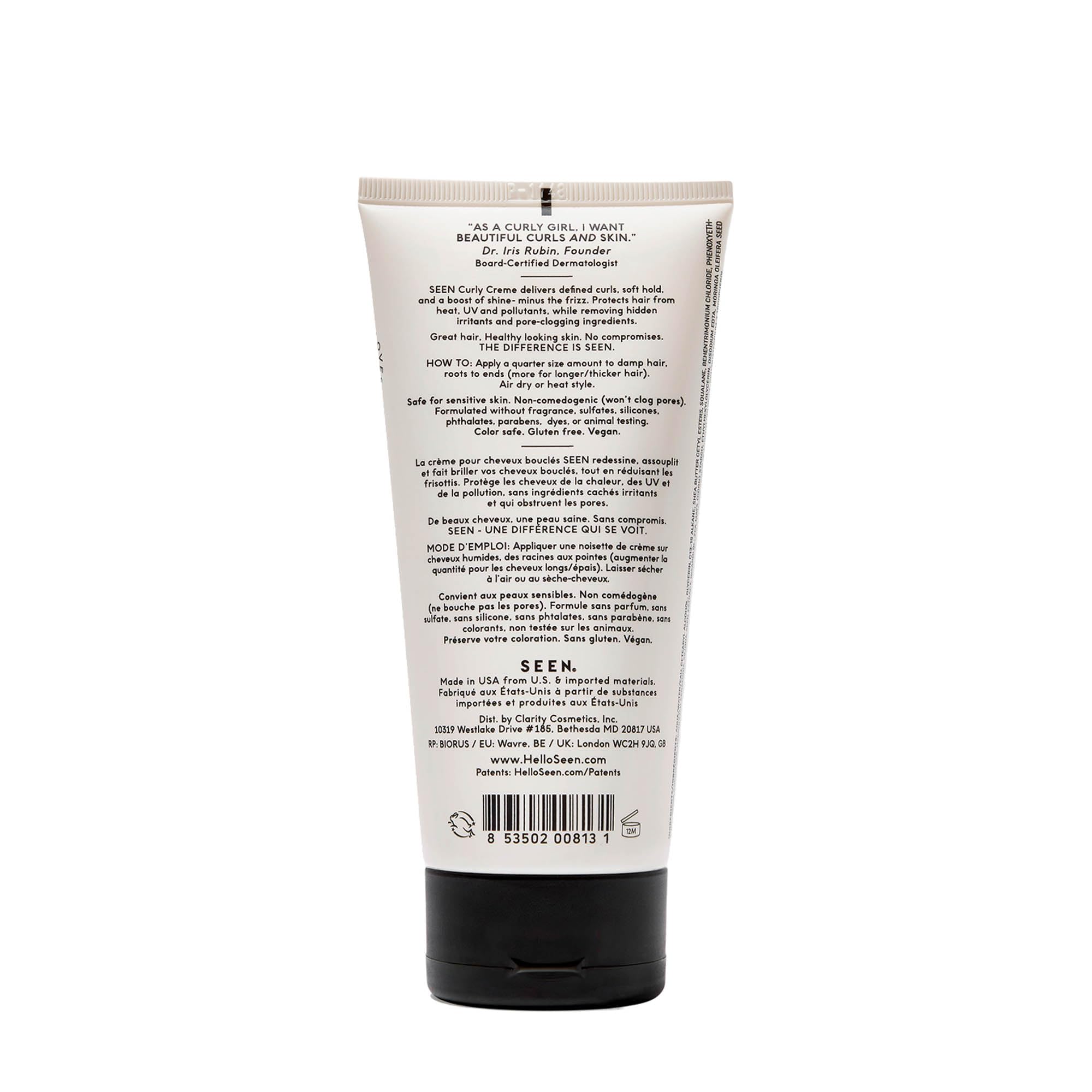 Dermatologist developed non comedogenic curl defining hair cream packaging