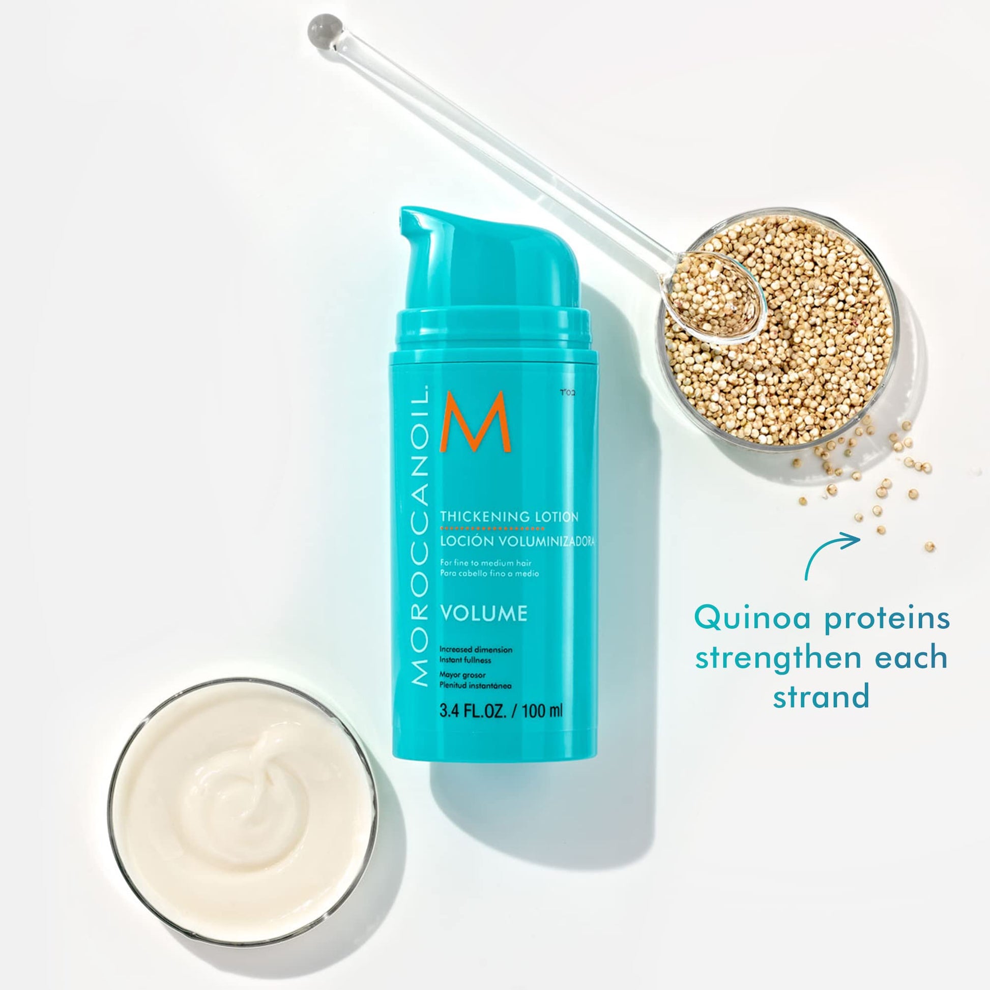 Back label of Moroccanoil Thickening Lotion showing product directions and ingredients.
