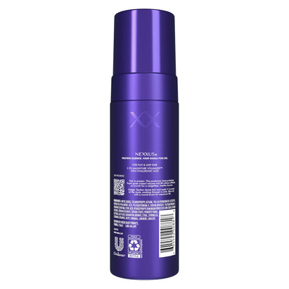 Back label of Nexxus Hy-Volume 5.5 Fluid Ounce treatment with directions and ingredients.