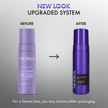 Nexxus ProteinFusion weightless lift cloud foam for flat and limp hair textures.