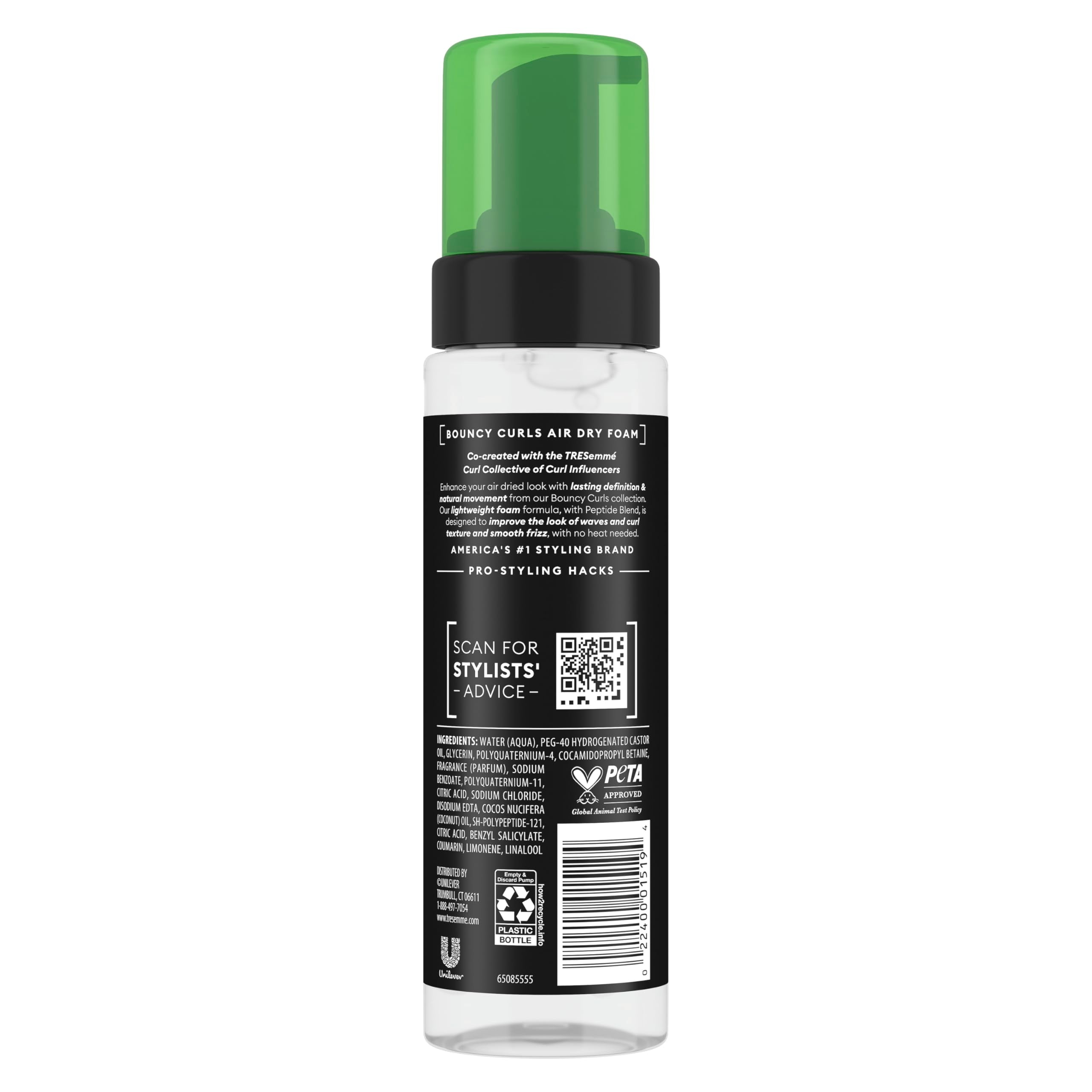 Close up of TresemmÃ© Air Dry Foam packaging details