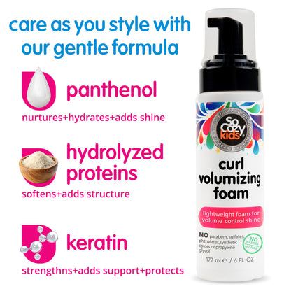 SoCozy curl volumizing foam packaging showing clean formula ingredients