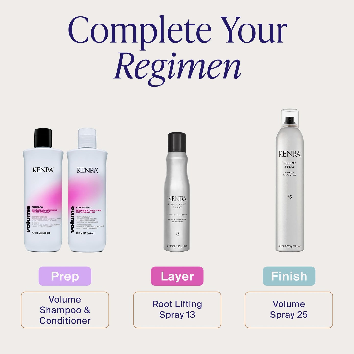 Kenra salon exclusive root lifting spray packaging demonstrating lightweight hold benefits