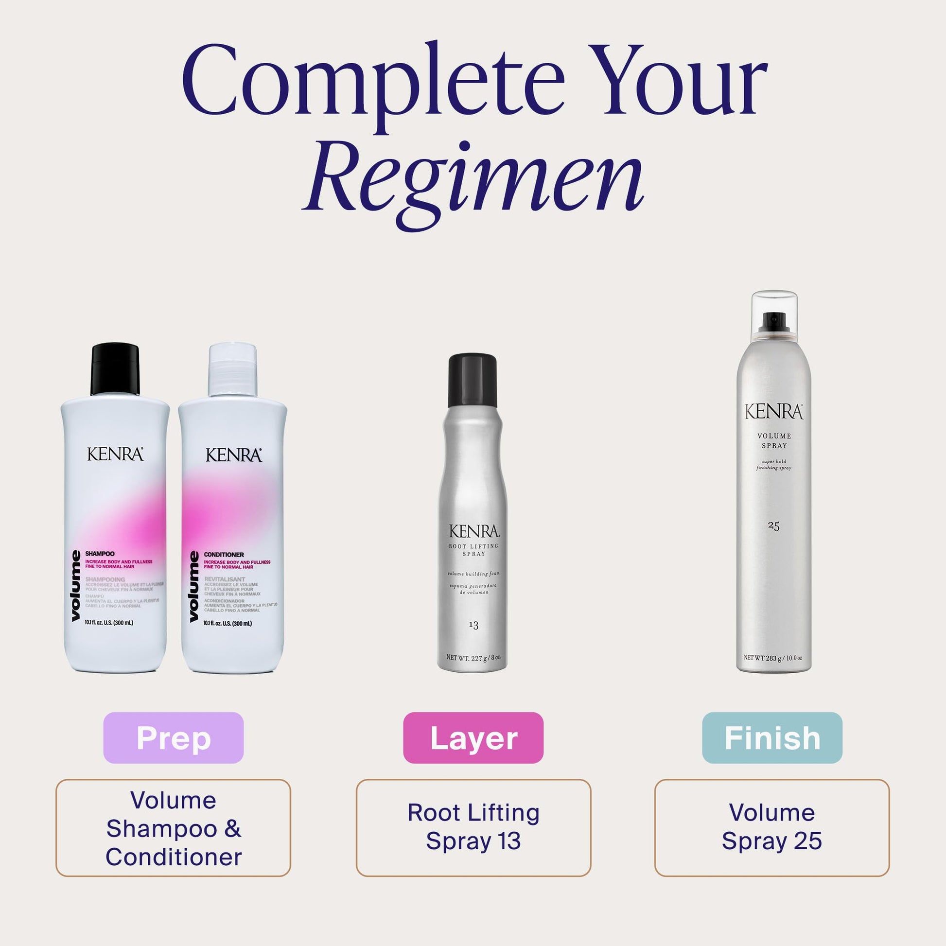 Kenra salon exclusive root lifting spray packaging demonstrating lightweight hold benefits