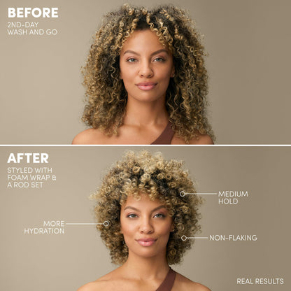Mizani Prep and Set hair mousse back label showing directions and ingredients.