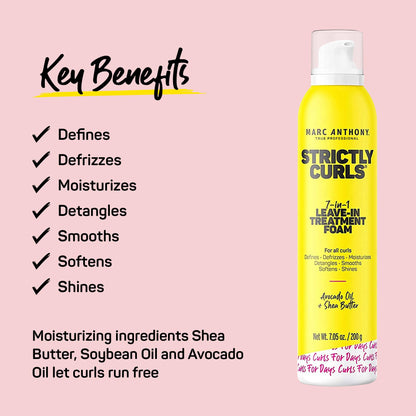 Marc Anthony imported leave-in mousse for frizz control and curl definition close up