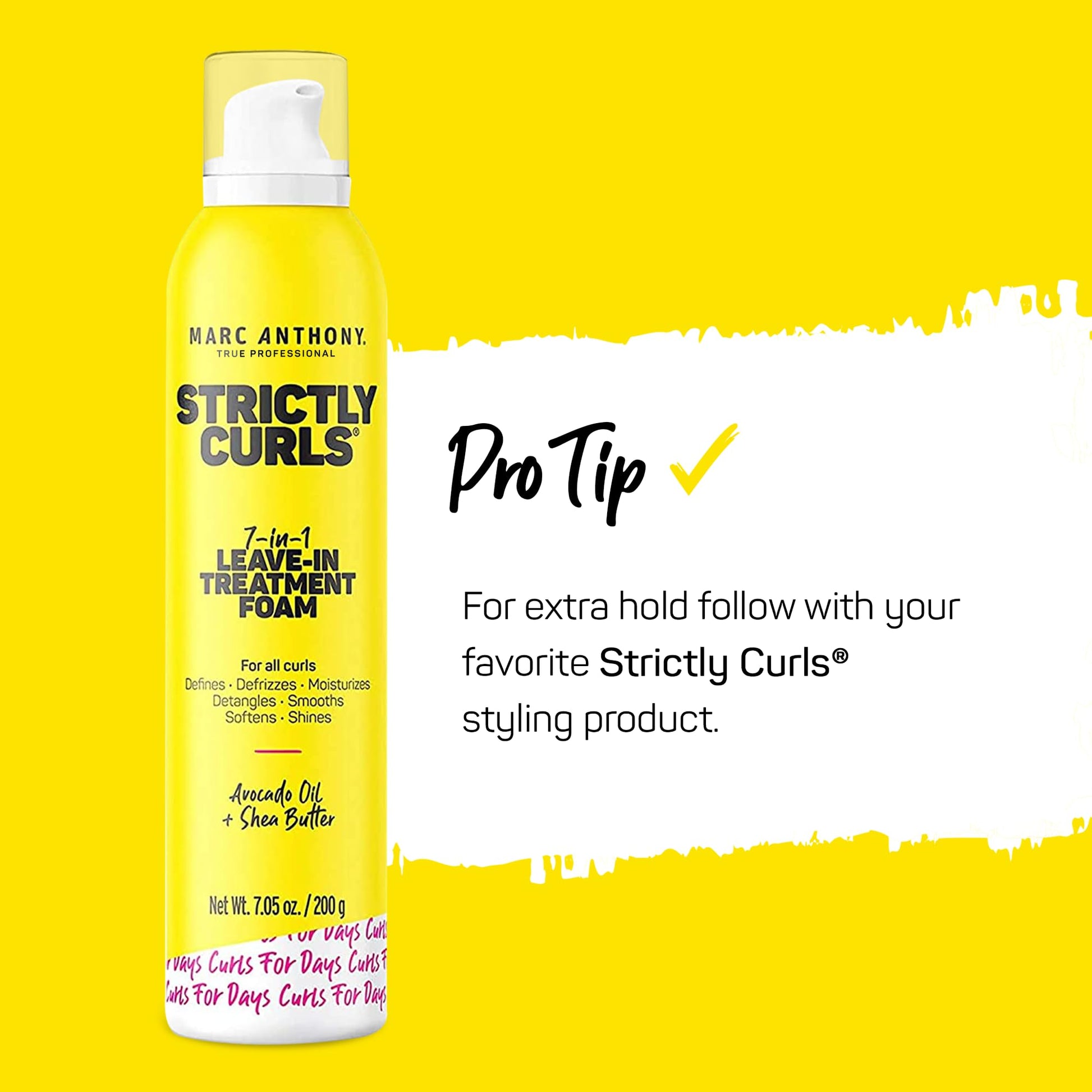 Marc Anthony Strictly Curls 7.05 ounce bottle layout with complete ingredient listing