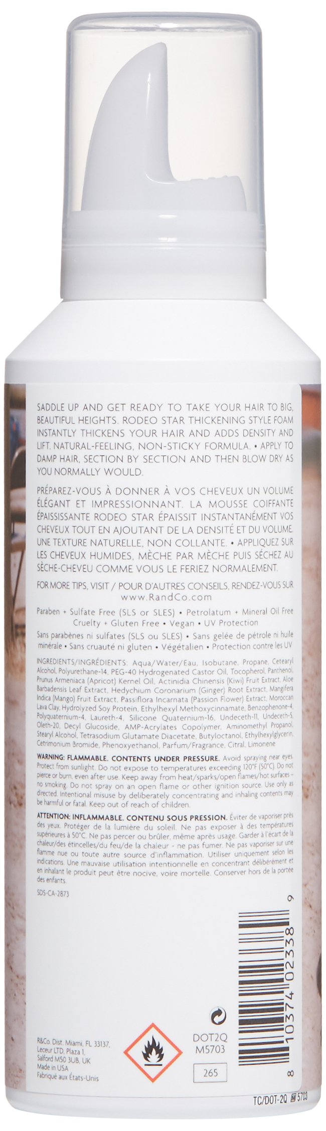 R+Co authentic USA imported salon hair texturizing foam packaging