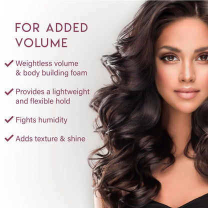 Lightweight hair volumizing foam by Aluram for fine and thin hair types