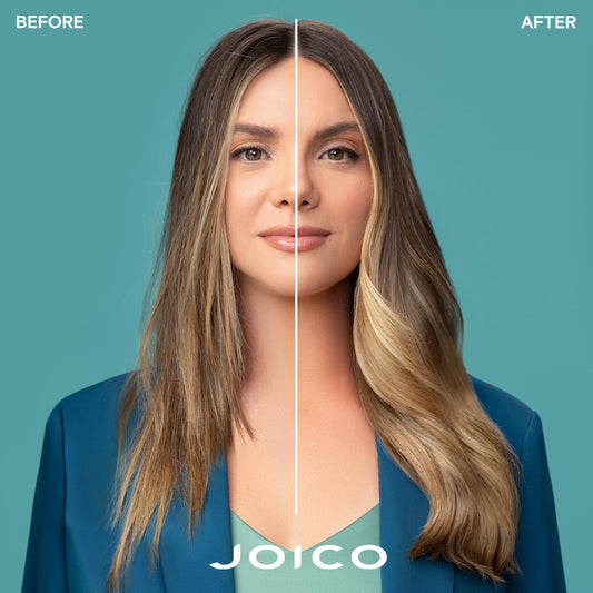 Joico volumizing hair foam packaging showing green to silver gradient aesthetic
