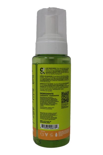 DevaCurl lightweight curly hair styling mousse packaging detailing sulfate and silicone free claims