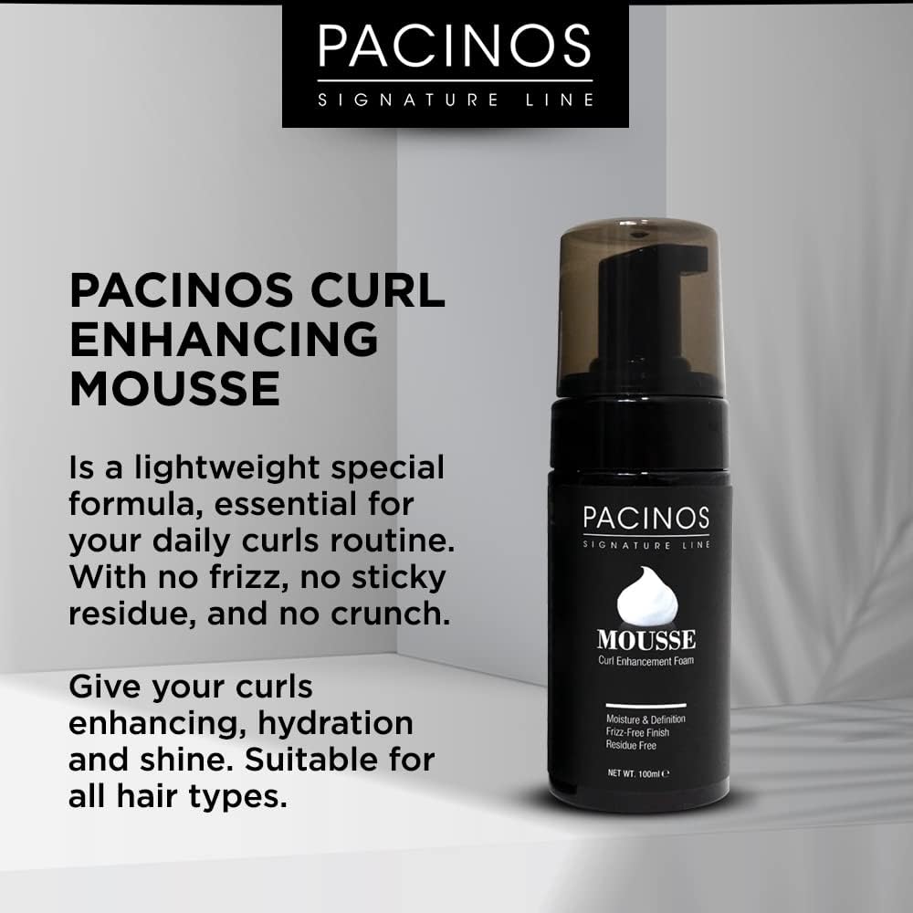 Pacinos Signature Line flexible hold mousse container on clean background