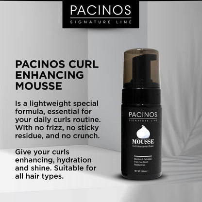 Pacinos Signature Line flexible hold mousse container on clean background