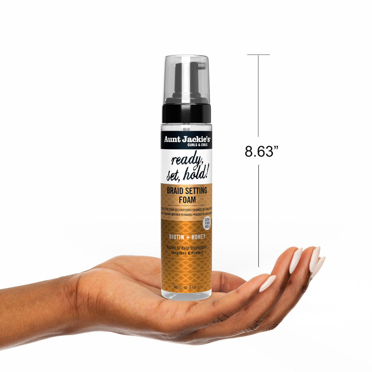 Lightweight non flaky extra firm hold styling mousse for curly hair profiles