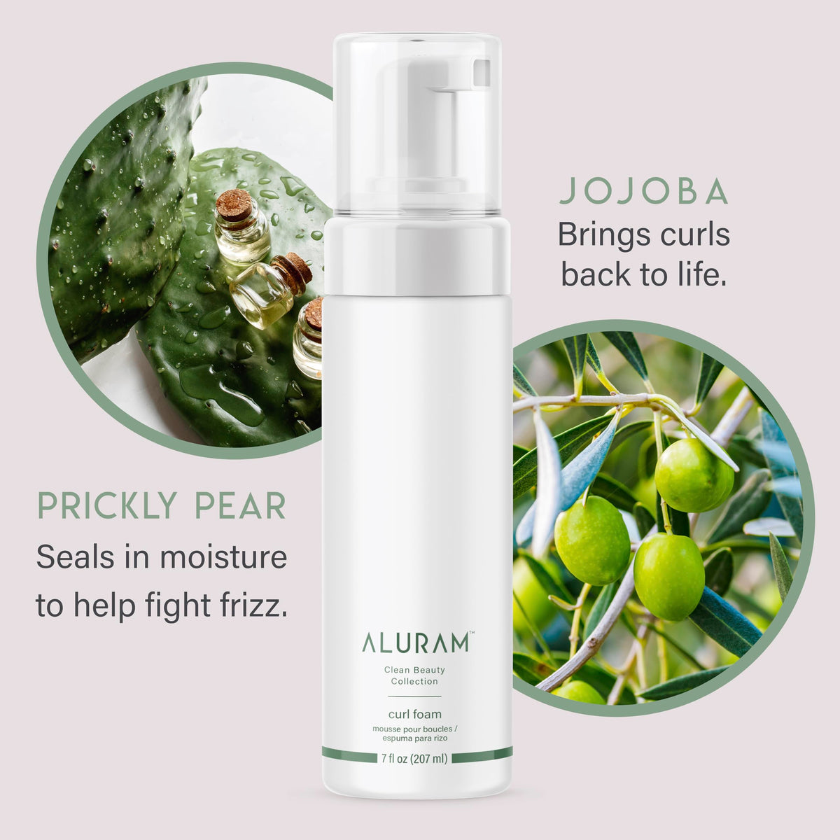 Lightweight vegan hair mousse for curly and wavy hair textures