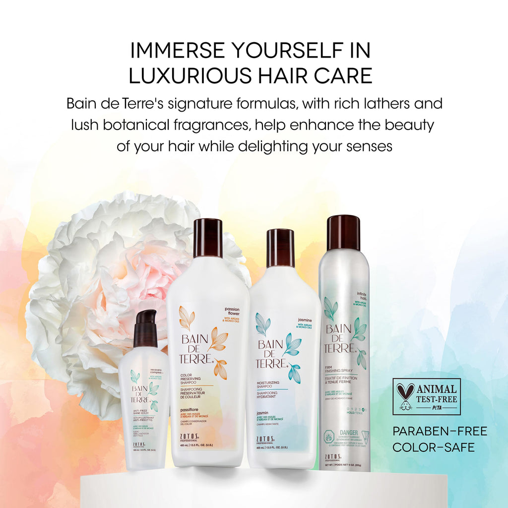 Bain De Terre Rise N Shine Volumizing Foam standing upright on a clean retail beauty display shelf