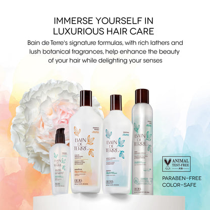 Bain De Terre Rise N Shine Volumizing Foam standing upright on a clean retail beauty display shelf