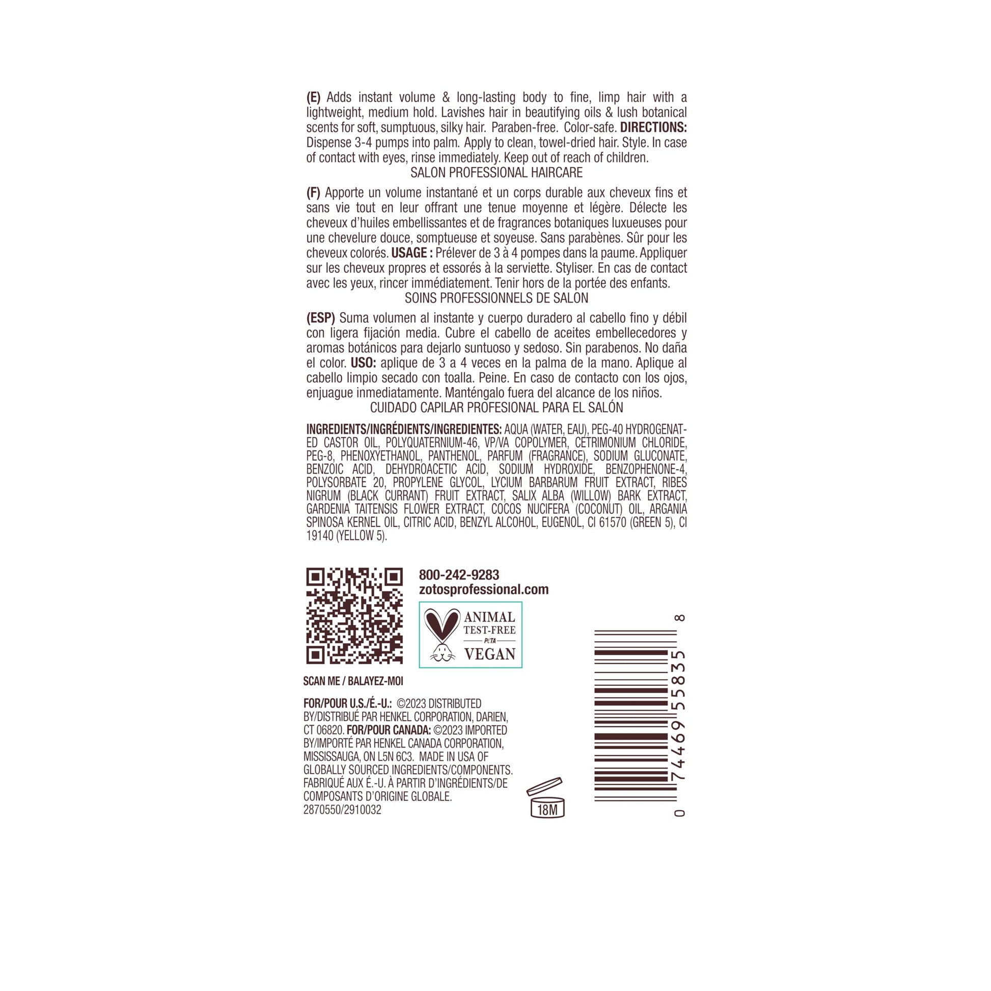 Close-up shot of the text on the Bain De Terre Rise N Shine Volumizing Foam 6.7 Fluid Ounce bottle