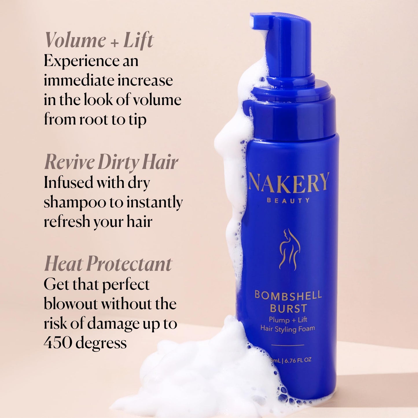 Authentic USA imported Nakery Beauty hair foam for curly and straight hair styling