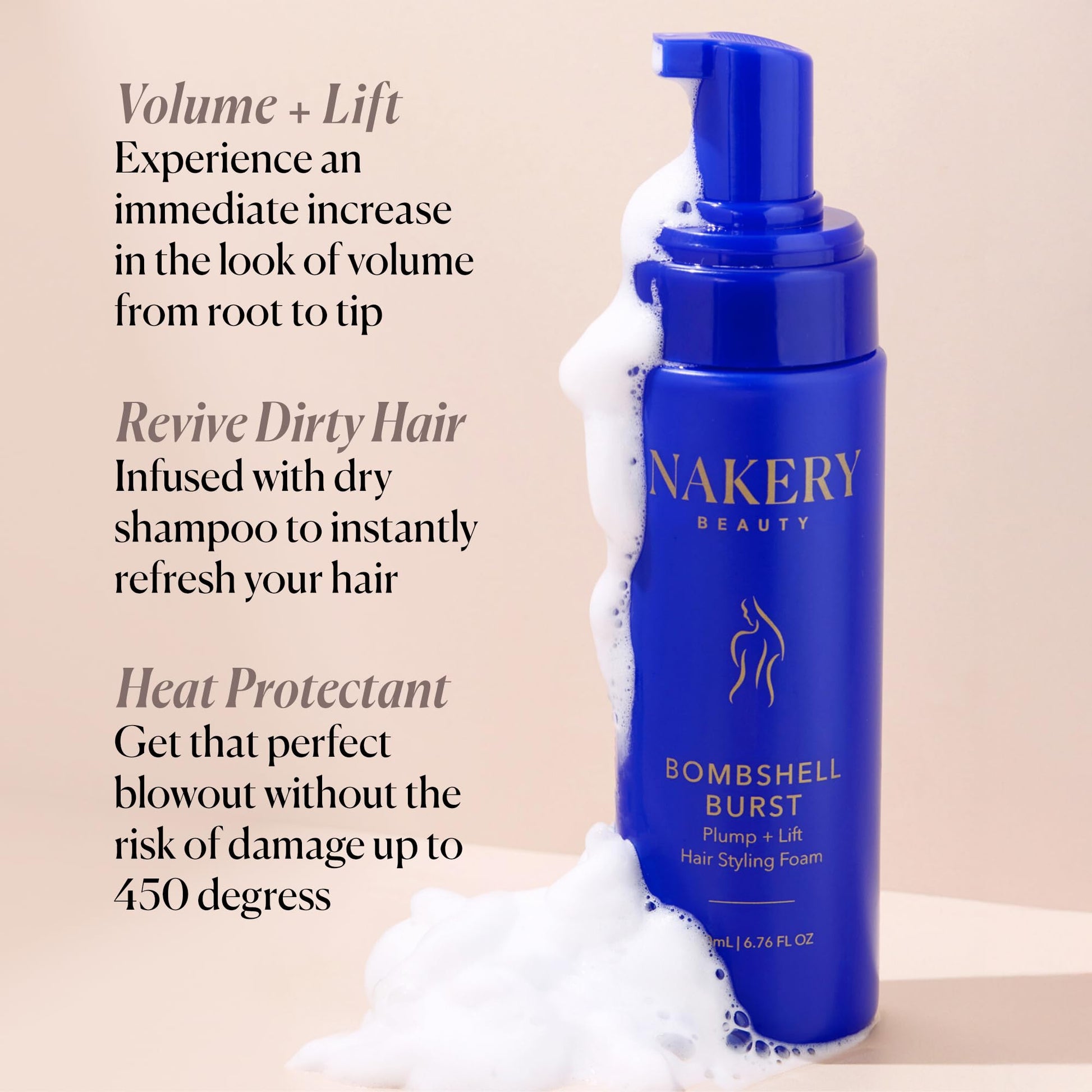 Authentic USA imported Nakery Beauty hair foam for curly and straight hair styling