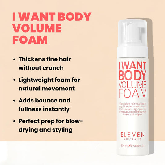 Eleven Australia I Want Body Volume Foam lightweight mousse for fine hair