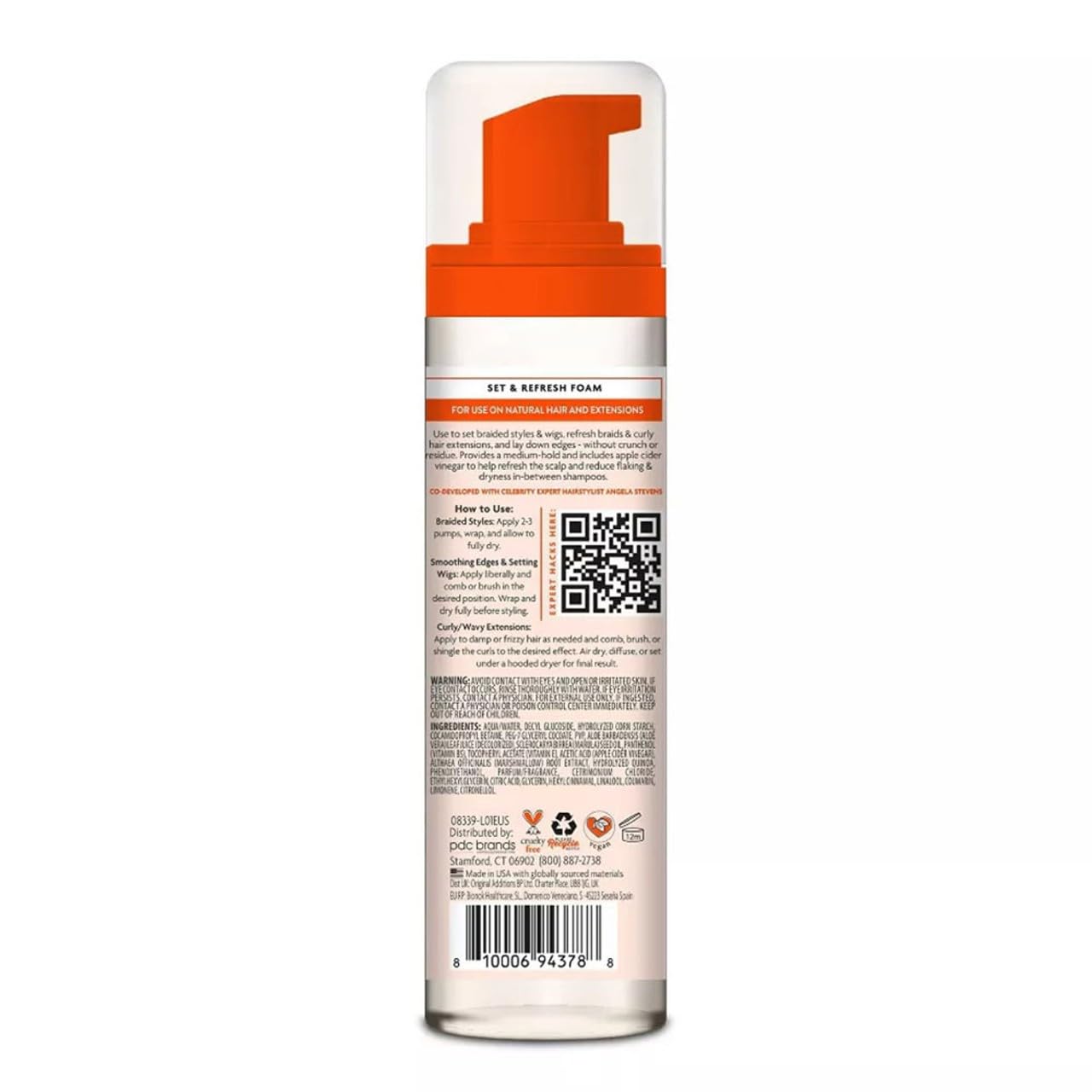 Cantu hair setting foam for braids and wigs pump bottle display.
