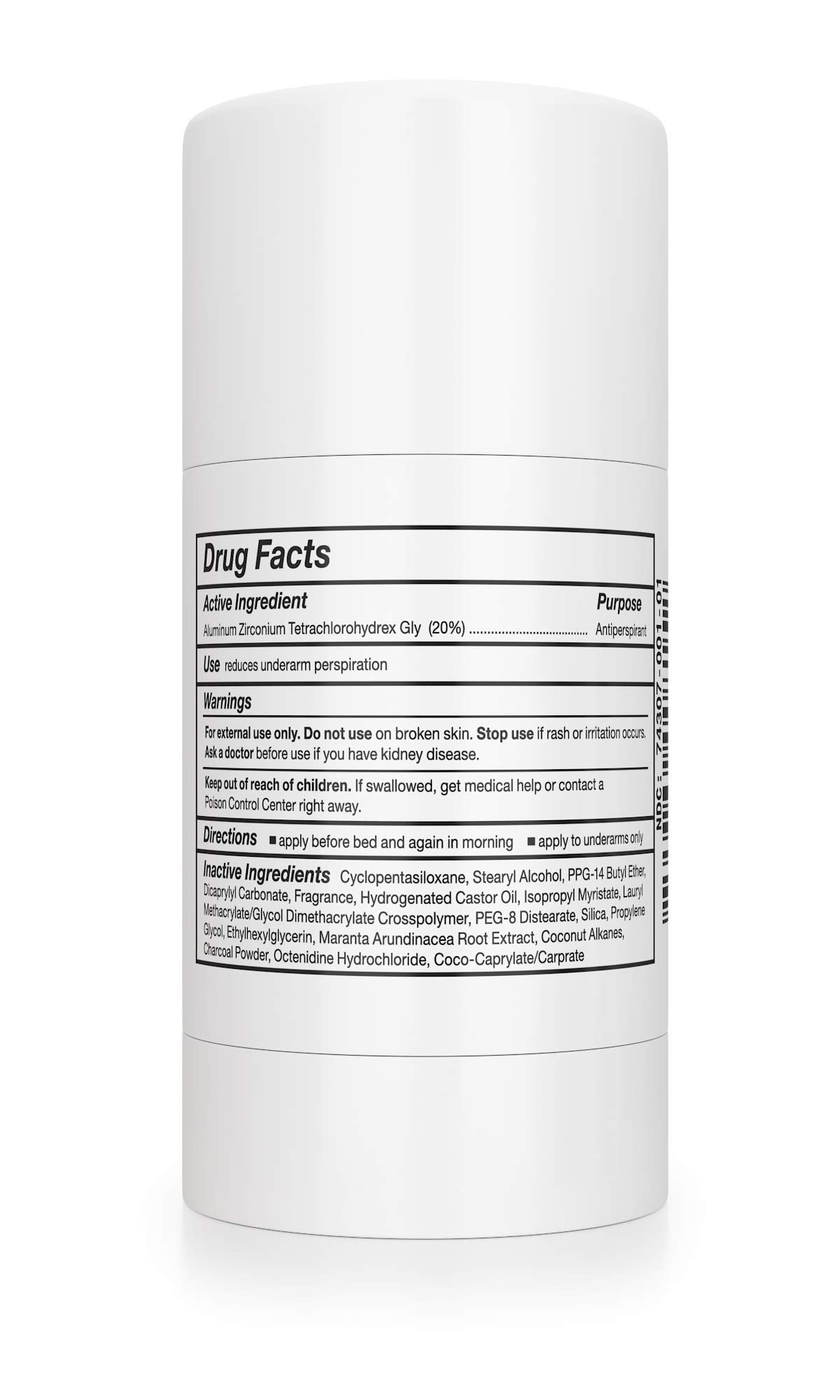 Carpe charcoal and coconut infused antiperspirant stick cap off view